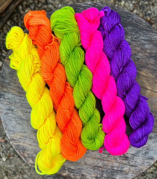 Fluorescent SW Merino/Silk Minis!